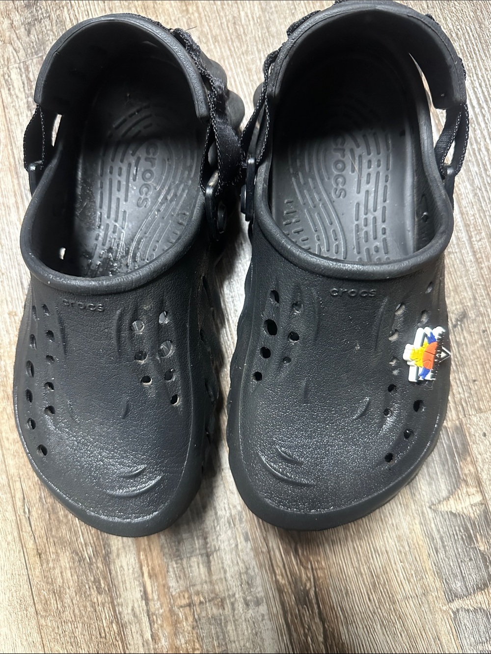 CROCS Kids Black Classic Clog with Colorful Charm